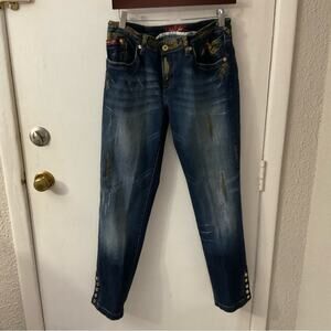 Baby Phat Distressed 5 Pocket Ankle Snap Denim Jean Size 11(Juniors) Y2K Retro